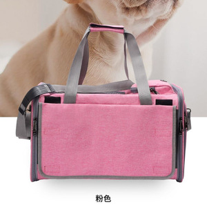 Bolsa de transporte transpirable para perros y gatos, estuche de viaje portátil con lados de malla y asa, color azul - Product Image 3