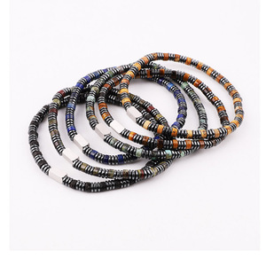 High Quality Cute Design Natural Stone Hematite Spacers Elastic <strong>Beaded</strong> Men <strong>Bracelet</strong> With <strong>Custom</strong> Logo JBS12612 - Product Image 5