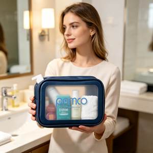 Bolsa de Viaje de PU al por Mayor con Ventana Transparente de 9 Pulgadas, Impermeable, para Cosméticos, Baño, Cuidado de la Piel, Almacenamiento de Artículos de Aseo, con Logotipo - Product Image 1