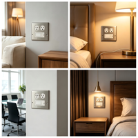 Plaque murale double 2 modules en acier inoxydable 430, prise duplex décorative, GFCI, norme NEC, pour usage intérieur commercial, OEM