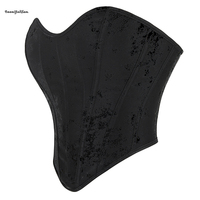 Haut court en forme de cœur de 30 cm de hauteur, en Spandex/Polyester, corset sans bretelles en dentelle pour femme, maintien ferme, grande taille, noir, fermeture éclair au dos