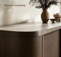 Buffet/Credenza en placage de chêne courbé de style Mid-Century avec portes tambour coulissantes pour salon/salle à manger