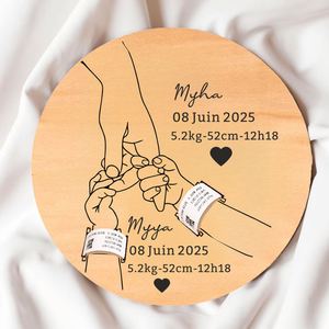 Plaque commémorative en bois personnalisée pour bébé, cadeau d'annonce de naissance, souvenir de naissance, prix usine - Product Image 4