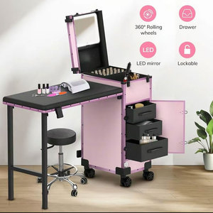 <span class=keywords><strong>Table</strong></span> de <span class=keywords><strong>manucure</strong></span> portable professionnelle rose pour salon de beauté - Product Image 2