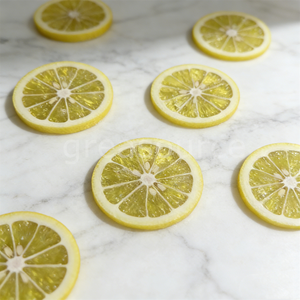 Tranches de citron artificielles DIY écologiques en PVC à motif cœur, fausses tranches de citron séchées pour la décoration de boissons et la simulation alimentaire - Product Image 4