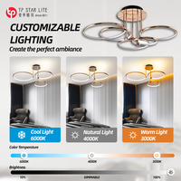 Lampu Gantung LED Modern Mewah dengan Ketinggian yang Dapat Disesuaikan, Lampu Plafon Cincin Kreatif untuk Ruang Tamu