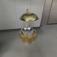 Réchaud à alcool en acier inoxydable doré pour fondue, 8L, sans revêtement, avec couvercle suspendu, maintien au chaud pendant 6 heures, pour l'approvisionnement transfrontalier