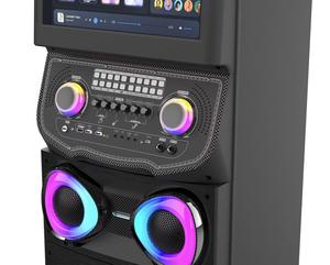 Nouveau haut-parleur de karaoké avec subwoofer 100W, écran tactile de 15,4 pouces, karaoké mobile haute puissance pour l'extérieur avec microphone sans fil - Product Image 5