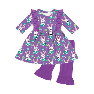 Bella bunny stampe di pasqua per bambini abbigliamento per bambini vestito delle ragazze copre gli insiemi età 2-14 anni di età del bambino del commercio all'ingrosso abiti in yiwu - Product Image 5