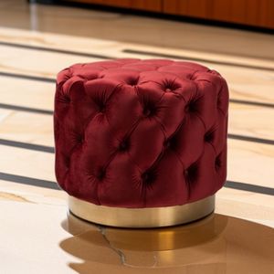 Furnistyle Tabouret ottoman rond tufté au design italien de luxe Banc en velours mignon pour salon salle de bain maison bar - Product Image 6