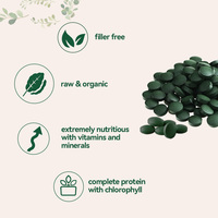 Comprimés de spiruline biologique verte naturelle en vrac à étiquette privée personnalisée, poudre/comprimés de spiruline
