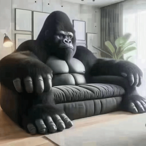 Black Gorilla <b>Sofa</b> Fiberglass Gorilla Chair Creative Furry Designer Couch for Mall <b>Hotel</b> Lobby Airport Public Area - Product Image 5