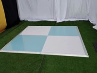 Panneau de piste de danse Camlock 4x4 pieds de haute qualité, bleu clair à carreaux mélangé blanc, pour mariages et locations