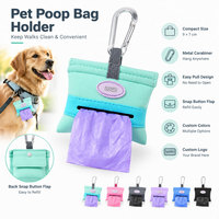 Porte-sacs à déjections canines en néoprène, distributeur de sacs à déjections pour animaux de compagnie, pochette de transport avec mousqueton pour promenades et entraînements en extérieur
