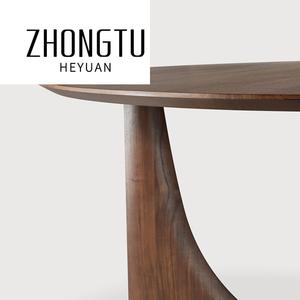Meubles de salle à manger modernes Table en bois de noyer <span class=keywords><strong>Roulette</strong></span> de luxe Table à manger ronde en bois 8 places pour hôtel restaurant - Product Image 3