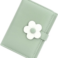 Portefeuille minimaliste moderne pour femme Boshiho en cuir PU avec motif floral, plusieurs emplacements pour cartes, fenêtre d'identification, porte-monnaie, fermeture à pression et fermeture éclair – Le cadeau idéal