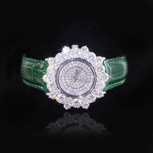 Reloj de Cuarzo Impermeable con Cristales de Zafiro y Plata de Ley 925, Diseño Sunburst con Incrustaciones Completas de Moissanita VVS para Mujer - Product Image 2