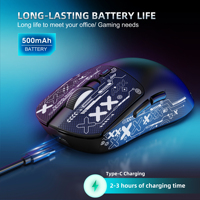 Souris de jeu sans fil HXSJ T68 Pro 3 modes, 7 boutons, légère, 300 IPS, design ergonomique, 500 mAh rechargeable – En stock – Offre Spéciale