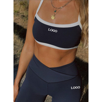 F240233 Ensemble de vêtements de salon en gros personnalisé Femmes Yoga Sexy Scrunch Running Fitness Workout Butt Shorts et Sports Brassière Débardeur