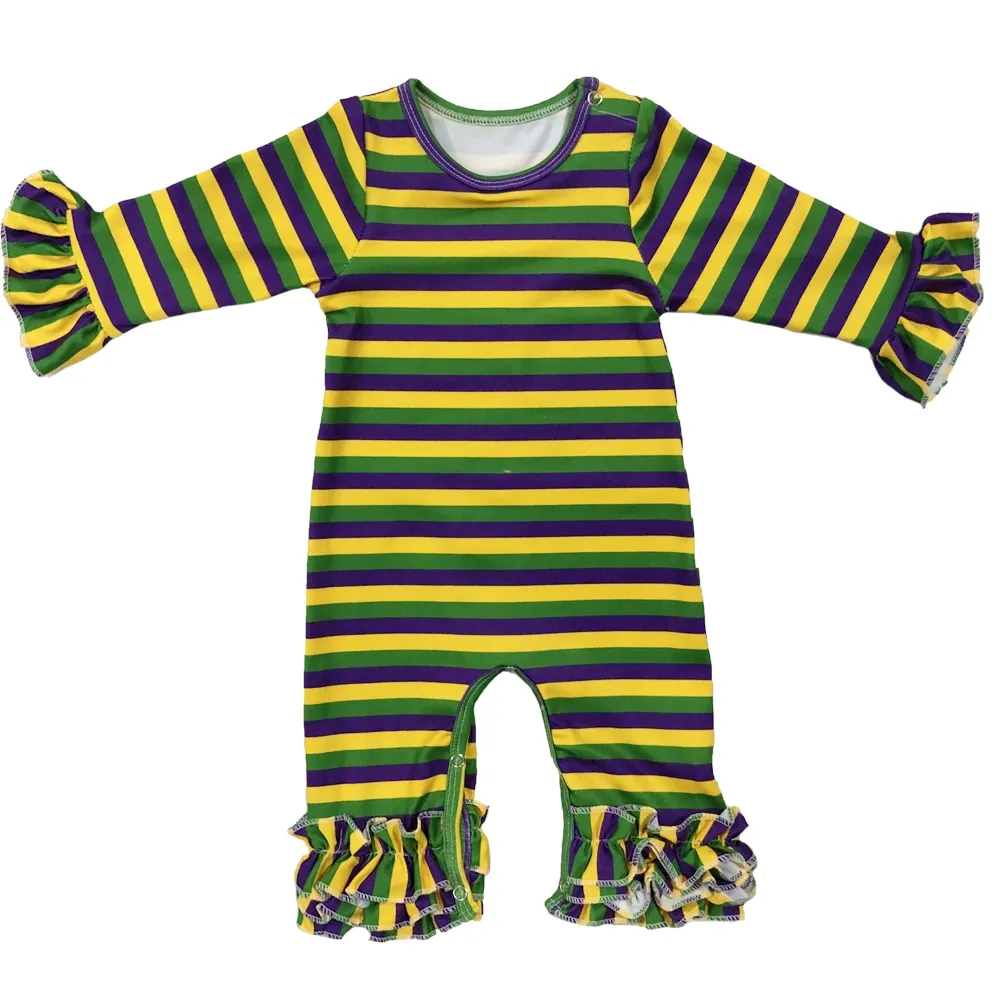 Combishort à rayures pour bébé fille, monogramme, tenue pour enfant en bas âge