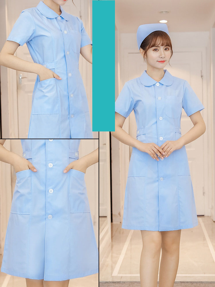 Doll collar blue short sleeve