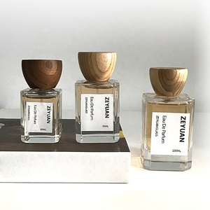 High Quality Triangle Inverted Wood Lid 30ml 50ml 100ml <strong>square</strong> clear Perfume Bottle <strong>Glass</strong> Empty Crimp Sprayer - Product Image 5