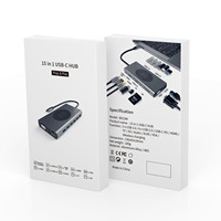Hub USB-C 15 en 1 para Laptop, con Carga Inalámbrica, HD-MI, VGA, USB 3.0, USB 2.0, SD, TF, RJ45, Adaptador USB de 10W, AUDIO 3.5 de 100W, Caja Incluida