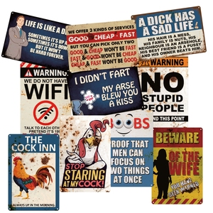 Cuidado con la esposa, venta al por mayor, carteles de hojalata divertidos, Riff Raff, cerveza de advertencia, cartel vintage, decoración para pub y Bar en casa - Product Image 1