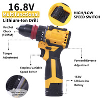 Perceuse électrique sans fil portative à double vitesse 10 mm avec moteur sans balais, vente en gros directe usine, pour travaux de perçage du bois et du métal à usage domestique