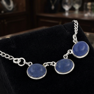 Art Palace Luxury <b>Fine</b> IGI Certified Trendy Pendant <b>Necklace</b> with Lapis Lazuli Elegant Silver Accent - Product Image 3