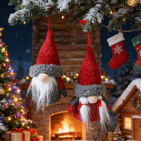Vente en gros de petites poupées gnomes sans visage, pendentifs suspendus, chapeau rouge, nez gros, elfe, décorations personnalisées pour arbre de Noël