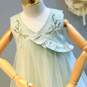 Nouvelle robe tunique moderne pour filles, style princesse, broderie ajourée, modèle formel Kaftan, designs Dubaï pour filles en été - Product Image 2