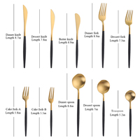 Bulk Wholesale Black Handle Matte Gold Cutlery Stainless Steel Flatware Set