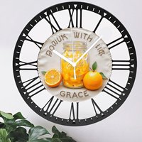 Jam Dinding Besi Gaya Prancis 25cm dengan Angka Romawi Elegan
