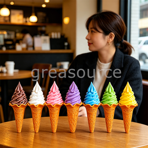 Modèle de cornet de glace molle en plastique, cornet de gaufre artificiel à spirale 7 couleurs, pour vitrine de magasin, photographie alimentaire, imitation - Product Image 2