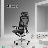 Chaise de bureau ergonomique en maille avec accoudoirs 5D, appui-tête 3D, cadre en aluminium, certifiée BIFMA EN 1335 pour projets de bureaux d'entreprise GTChair