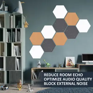 12 Pack Self-adhesive Hexagon Polyester Fiber Sound-Absorbing Panel Pet Felt Sound Proof Wall Panels Acoustic Panels