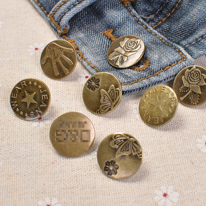 Retro Vintage Metal <b>Buttons</b> Round Patterned For Denim Clothing Jewelry Buckle Lead Free - Product Image 2