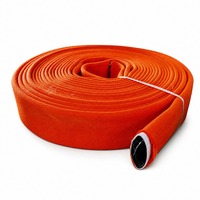 Tuyau d'incendie simple en polyester doublé PVC orange pour distribution d'eau par hydrant et pompe avec raccord