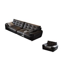 Sofá Moderno Minimalista de Estilo Italiano, Ultra Minimalista, de Cuero Genuino, de Líneas Rectas, para Espacios Pequeños, Móvil, con Garantía de 35 Años