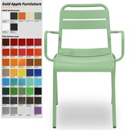 Chaises de salle à manger modernes en métal vert personnalisées pour hôtel, patio, jardin, restaurant, café, atelier, mobilier d'extérieur, fauteuil