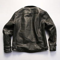 Vestes en cuir véritable pour moto, pour hommes, noires, de haute qualité, en cuir de vachette lavé et ciré, procédé de tannerie végétale