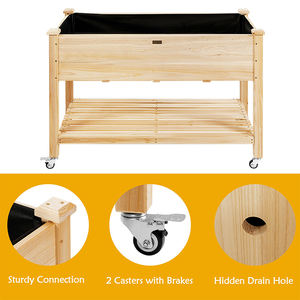 Jardinière surélevée moderne en bois pour extérieur avec roues, bac à plantes portable <span class=keywords><strong>hors</strong></span> <span class=keywords><strong>sol</strong></span>, mobilier d'extérieur - Product Image 3