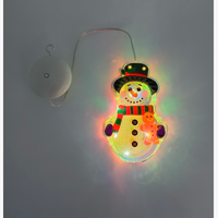 Lumière de Noël en forme de bonhomme de neige à ventouse pour fenêtre, lumière décorative LED suspendue à piles pour fenêtre en verre, décoration de Noël intérieure
