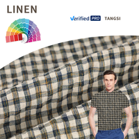 Usine En Gros Personnalisé Vérifier Conception Crêpe Black-Out Fil Teint Tissu 55% Lin 45% Coton Organique Tissé Robe Écologique