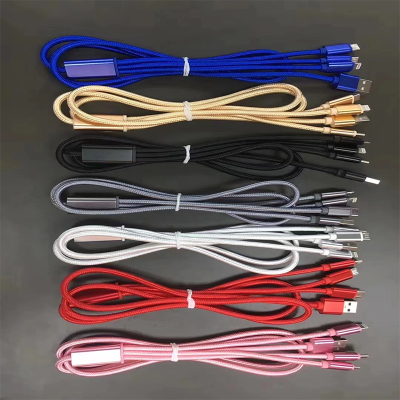 3in1 USB кабель для передачи данных, Кабель с разъемом микро-usb для Android типа C для iPhone 12 11 Pro XS Max для Samsung Xiaomi 11 Быстрый провод зарядного устройства