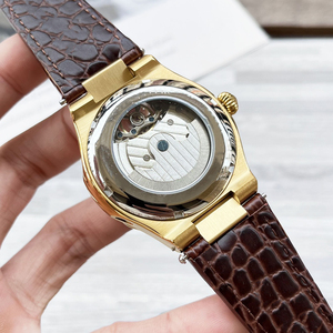 Men Luxury Automatic Mechanical <b>Watch</b> Green Dial Gold <b>Case</b> Leather Strap Moon Phase Skeleton <b>Watch</b> - Product Image 4