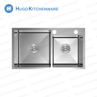 Évier de cuisine moderne de luxe en acier inoxydable 304 à double cuvette 80*45 au-dessus du bâti Évier de cuisine moderne en acier inoxydable 304