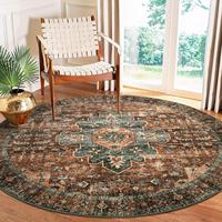 Tapis persan rond pour salle de bain, lavable, résistant au rétrécissement, anti-taches, pliable, léger, fin, style bohème, en polyester, tapis circulaire