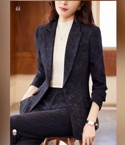 S-4XL профессиональная куртка с длинными рукавами, строгий комплект из брюк, двубортный костюм, куртка, прямые брюки, комплект из 2 предметов - Product Image 6